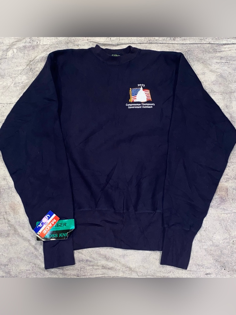 NWT NEW Camber Made In USA Cross Knit Crewneck Sweatshirt Pullover Embroidery S